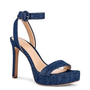 VERONICA BEARD DARCELLE Denim Platform Ankle Strap High Heel Sandal